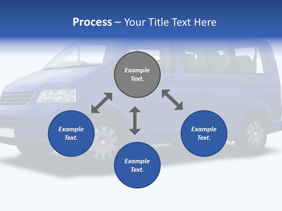 A Blue Passenger Van Isolated On White PowerPoint Template