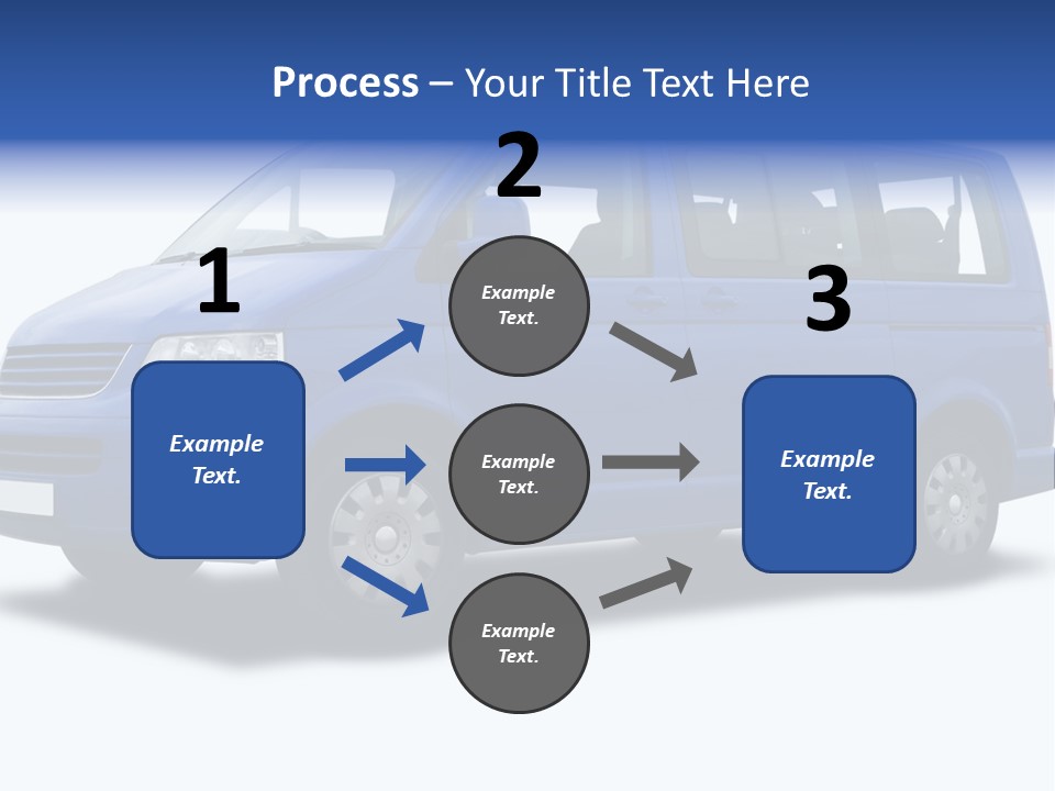 A Blue Passenger Van Isolated On White PowerPoint Template