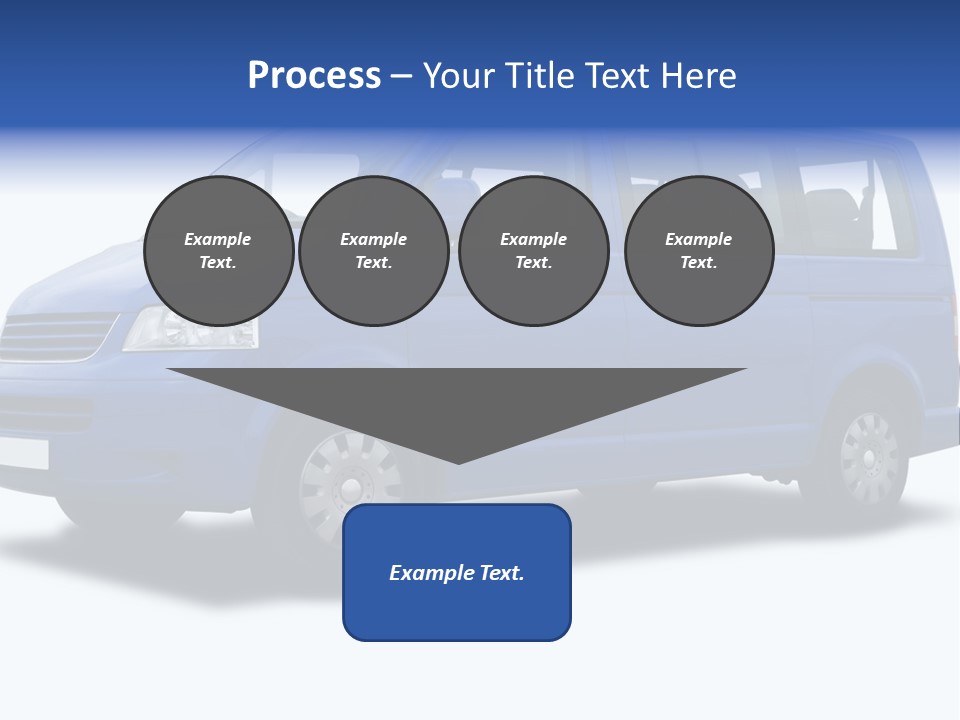 A Blue Passenger Van Isolated On White PowerPoint Template