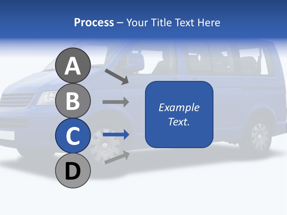 A Blue Passenger Van Isolated On White PowerPoint Template