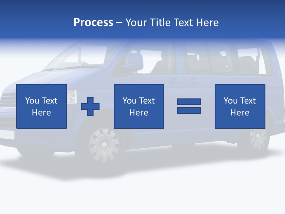 A Blue Passenger Van Isolated On White PowerPoint Template