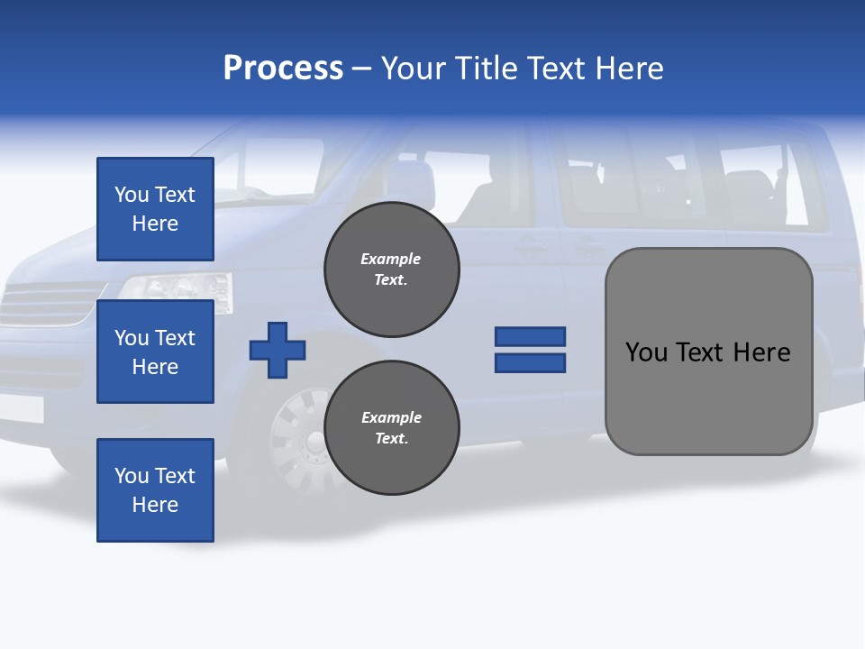 A Blue Passenger Van Isolated On White PowerPoint Template