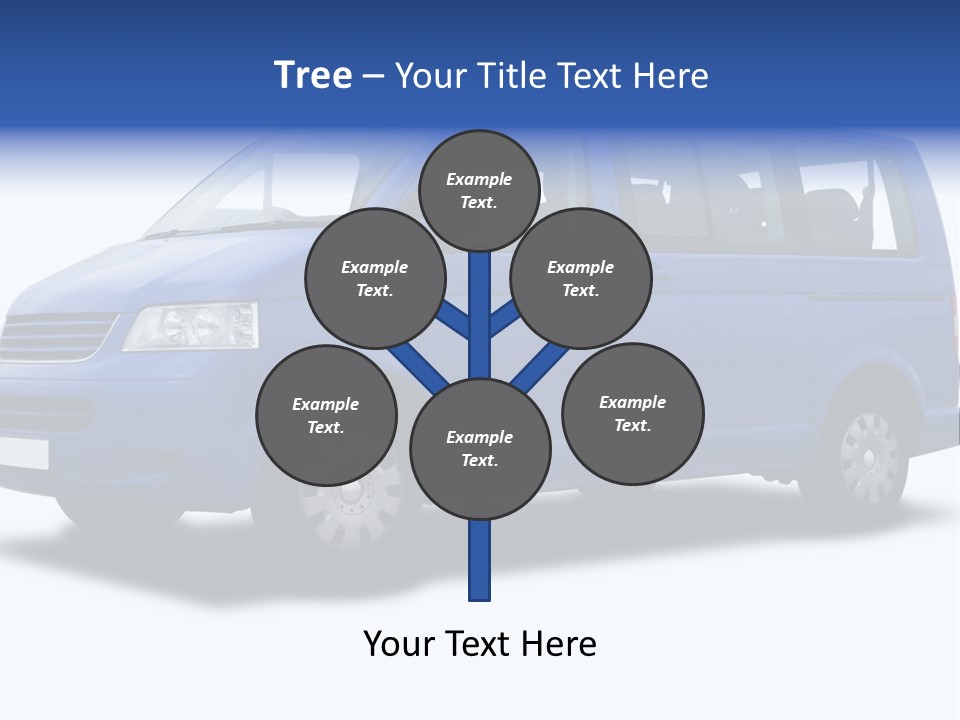 A Blue Passenger Van Isolated On White PowerPoint Template