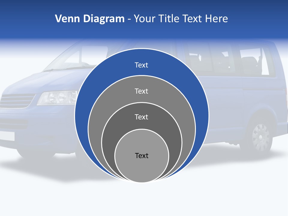 A Blue Passenger Van Isolated On White PowerPoint Template