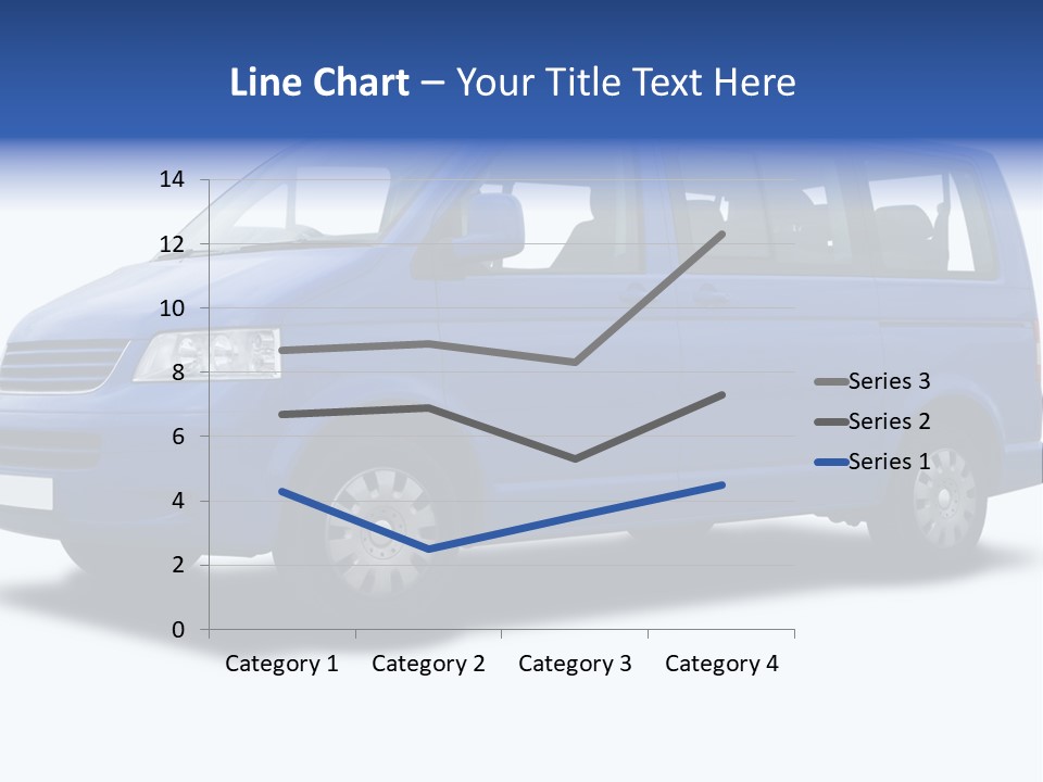 A Blue Passenger Van Isolated On White PowerPoint Template