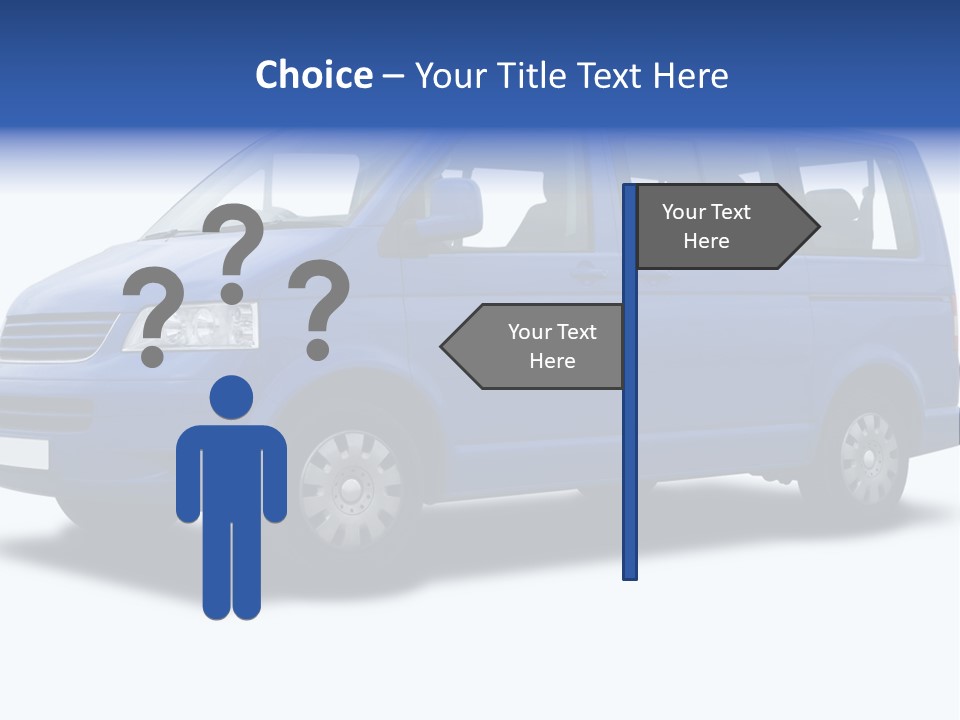 A Blue Passenger Van Isolated On White PowerPoint Template