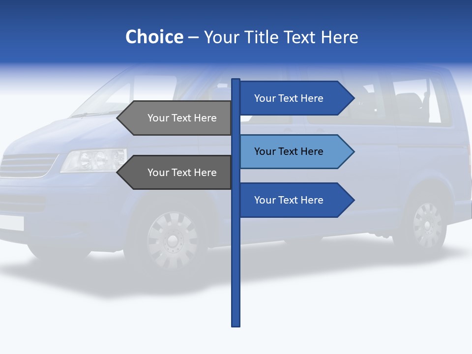 A Blue Passenger Van Isolated On White PowerPoint Template
