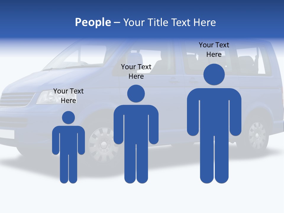 A Blue Passenger Van Isolated On White PowerPoint Template