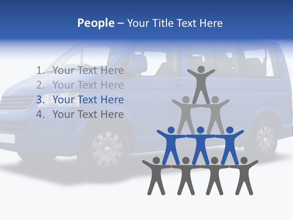 A Blue Passenger Van Isolated On White PowerPoint Template