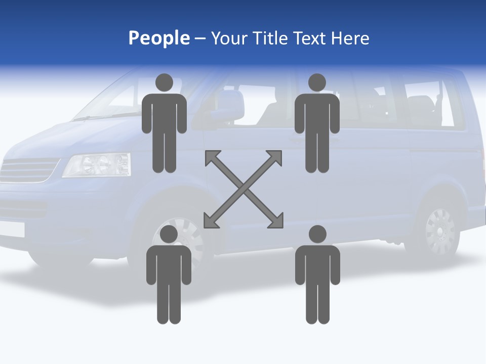 A Blue Passenger Van Isolated On White PowerPoint Template