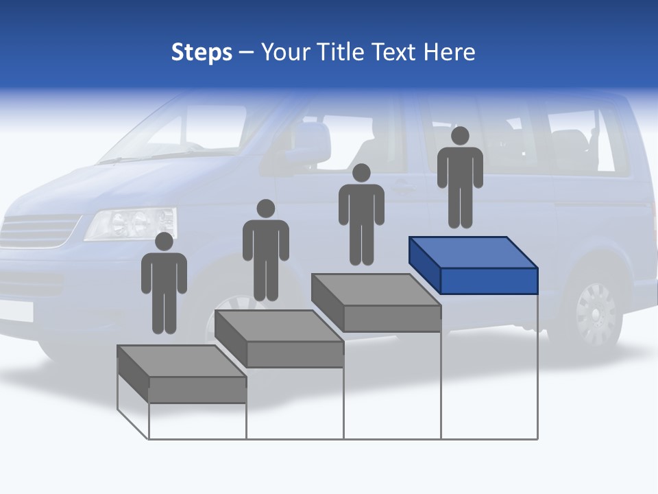 A Blue Passenger Van Isolated On White PowerPoint Template