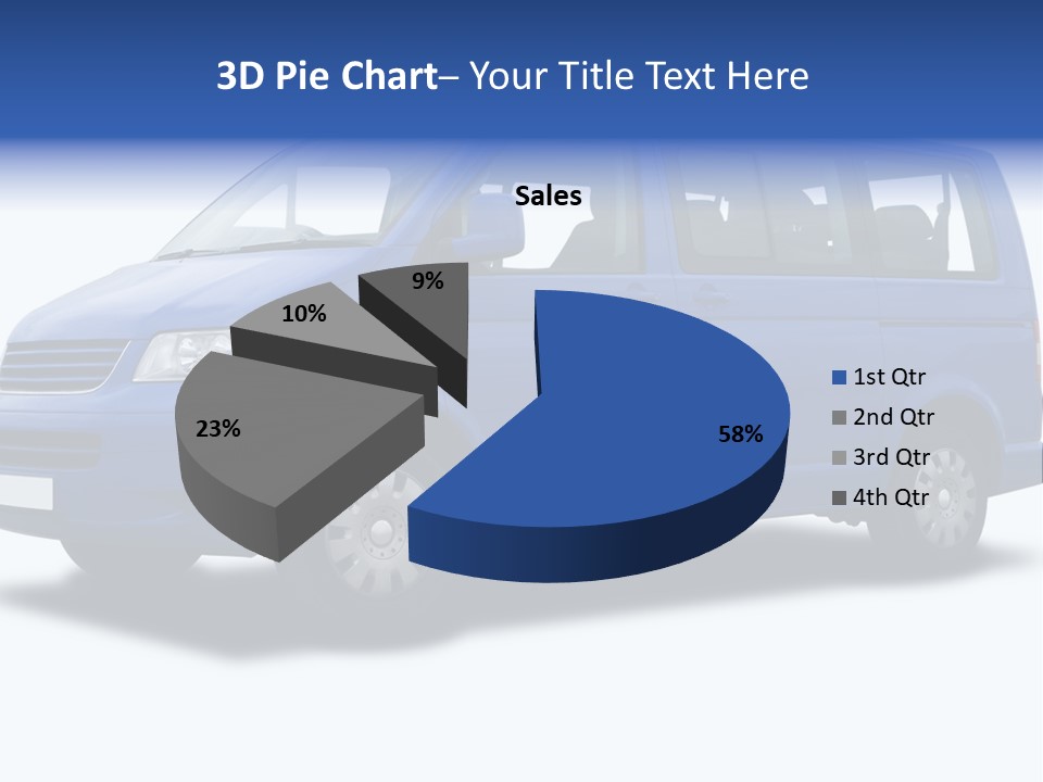 A Blue Passenger Van Isolated On White PowerPoint Template