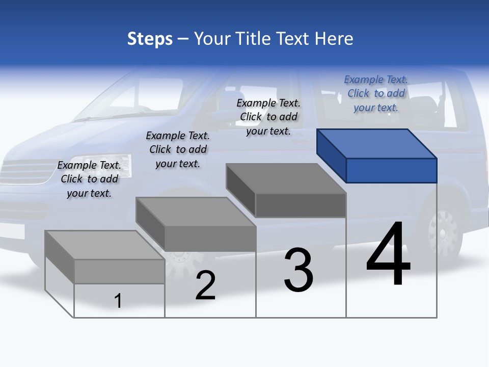 A Blue Passenger Van Isolated On White PowerPoint Template