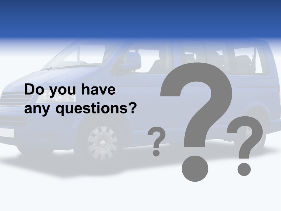 A Blue Passenger Van Isolated On White PowerPoint Template