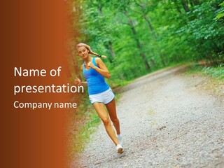 Woman Runner Exercising, From A Complete Series Of Photos. PowerPoint Template