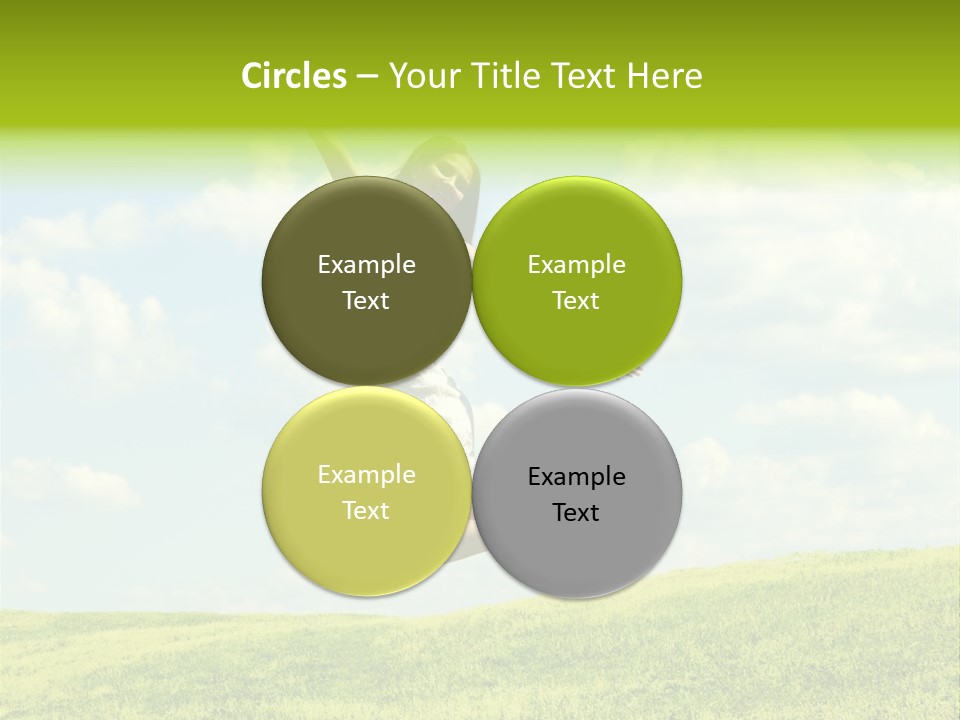 Jumping Happy Woman Against Nature Background PowerPoint Template