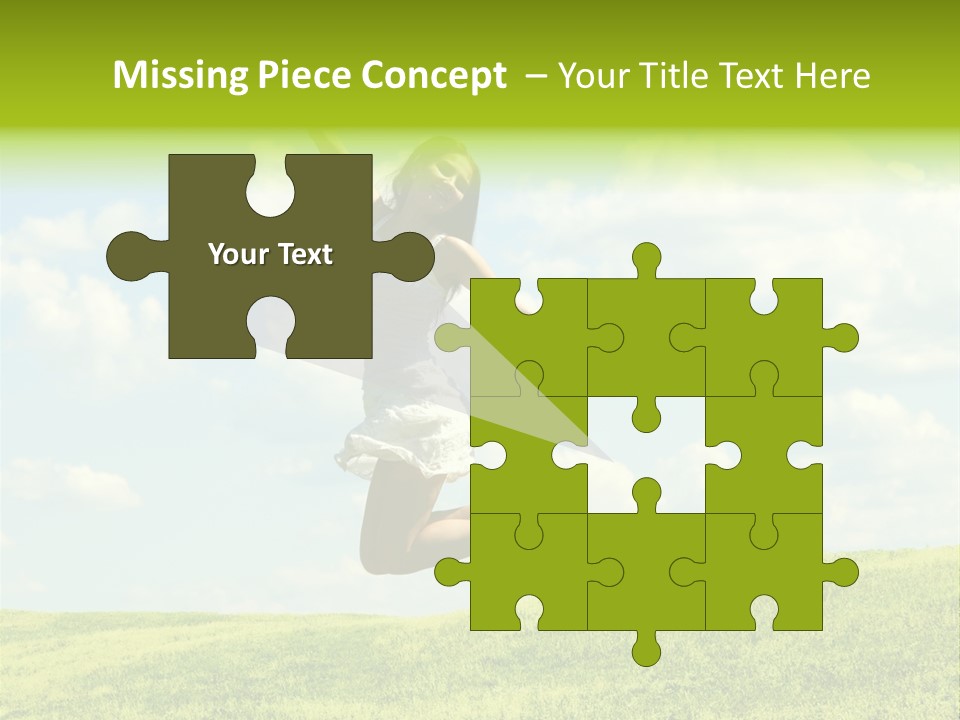 Jumping Happy Woman Against Nature Background PowerPoint Template