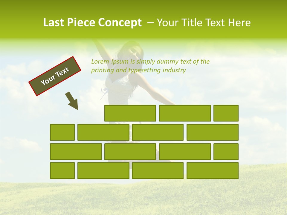 Jumping Happy Woman Against Nature Background PowerPoint Template