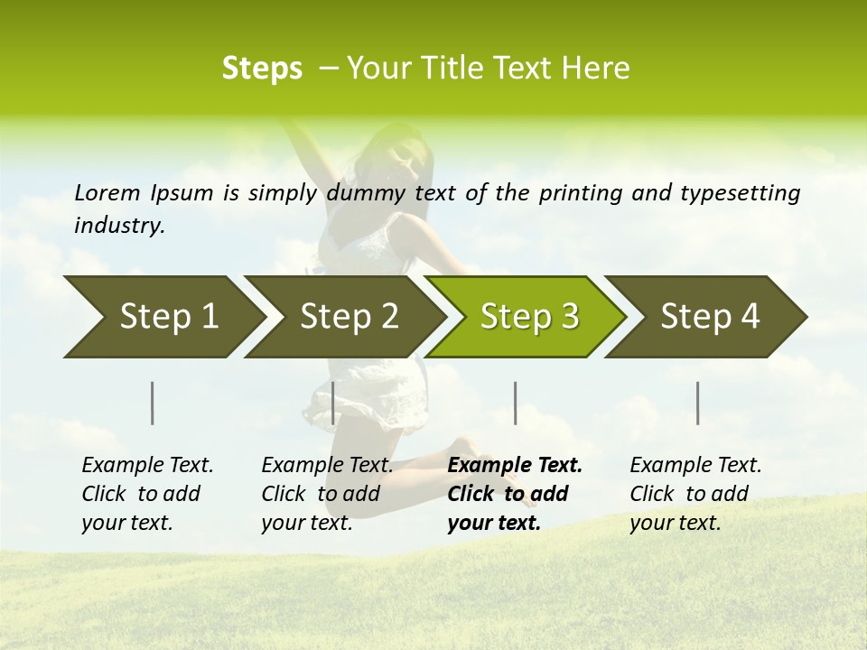 Jumping Happy Woman Against Nature Background PowerPoint Template