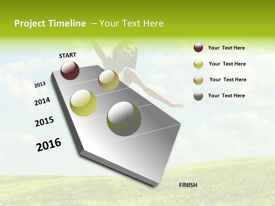 Jumping Happy Woman Against Nature Background PowerPoint Template