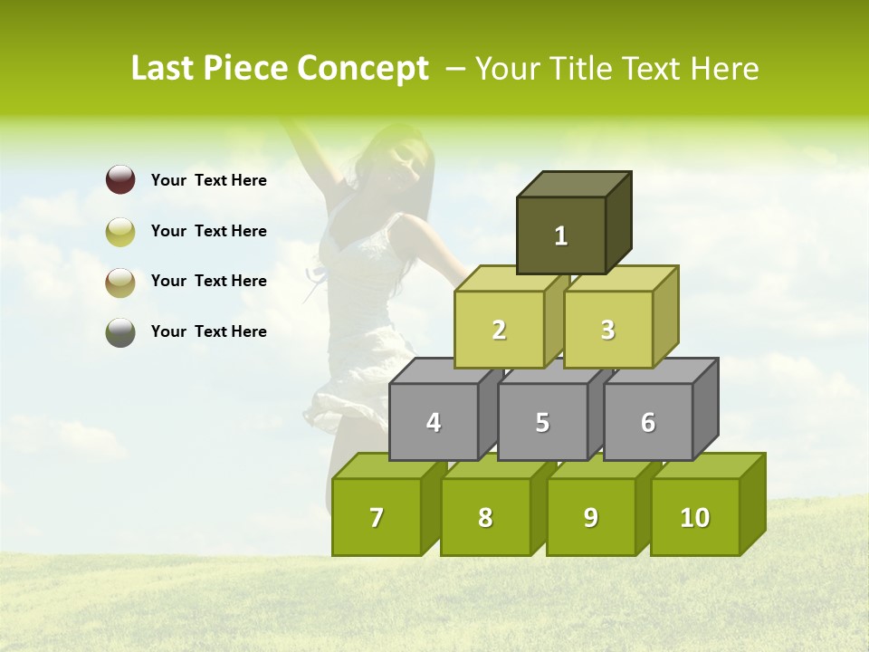 Jumping Happy Woman Against Nature Background PowerPoint Template