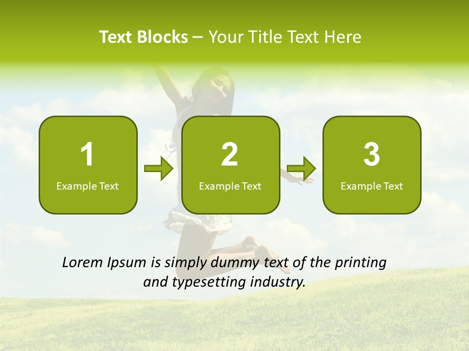 Jumping Happy Woman Against Nature Background PowerPoint Template