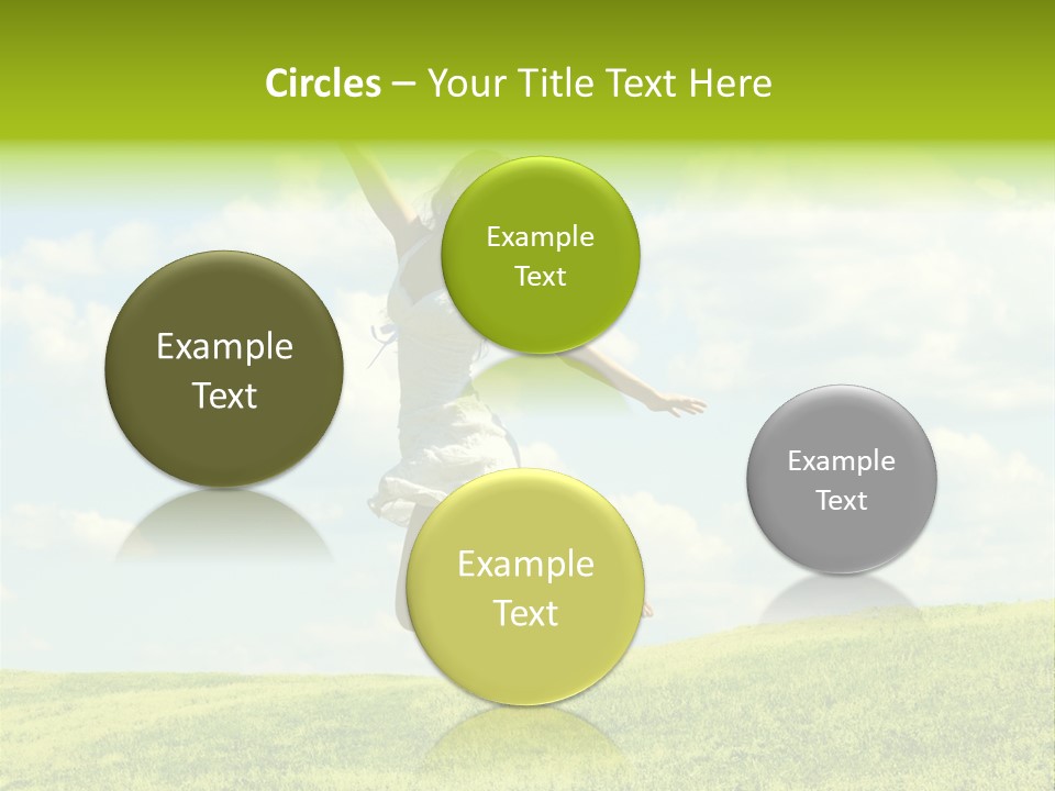 Jumping Happy Woman Against Nature Background PowerPoint Template