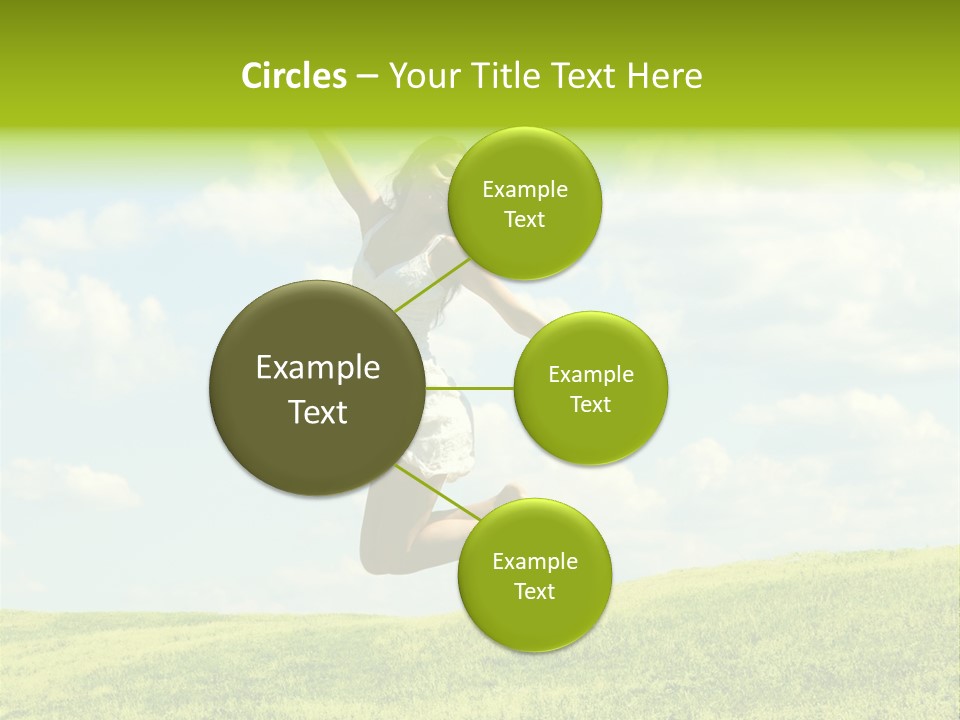 Jumping Happy Woman Against Nature Background PowerPoint Template