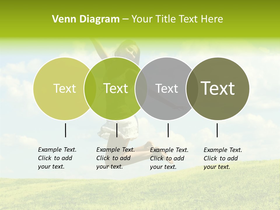 Jumping Happy Woman Against Nature Background PowerPoint Template
