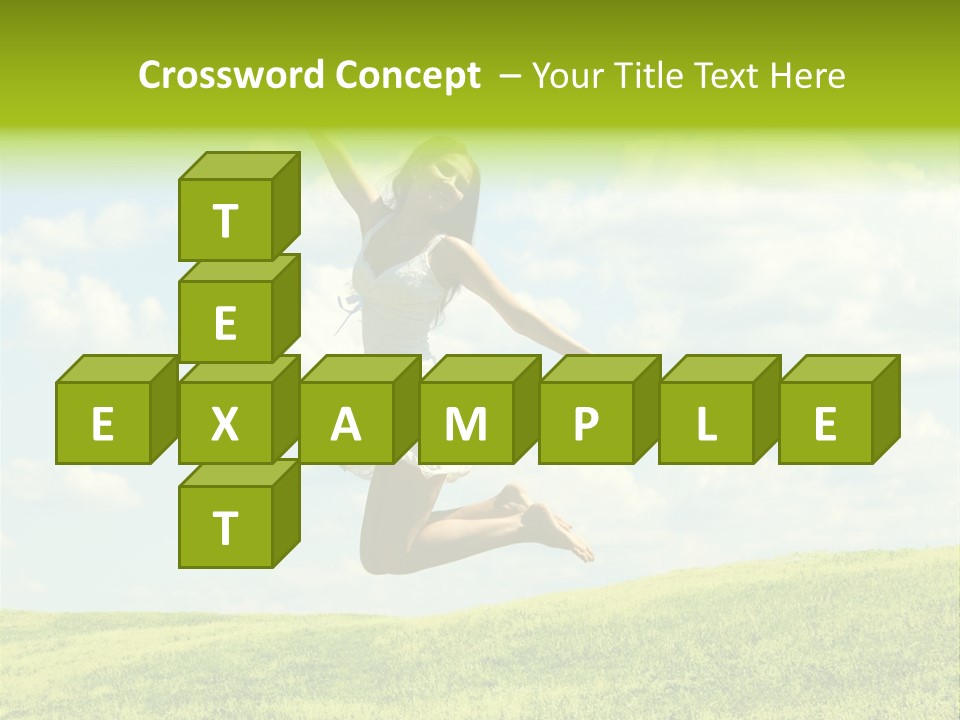 Jumping Happy Woman Against Nature Background PowerPoint Template