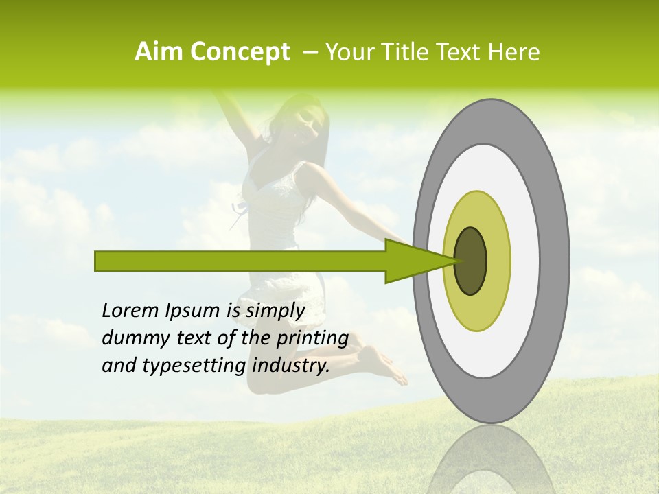 Jumping Happy Woman Against Nature Background PowerPoint Template