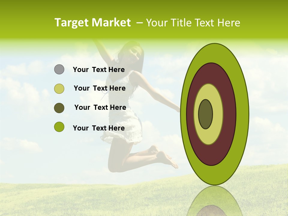 Jumping Happy Woman Against Nature Background PowerPoint Template