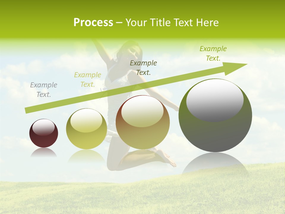 Jumping Happy Woman Against Nature Background PowerPoint Template