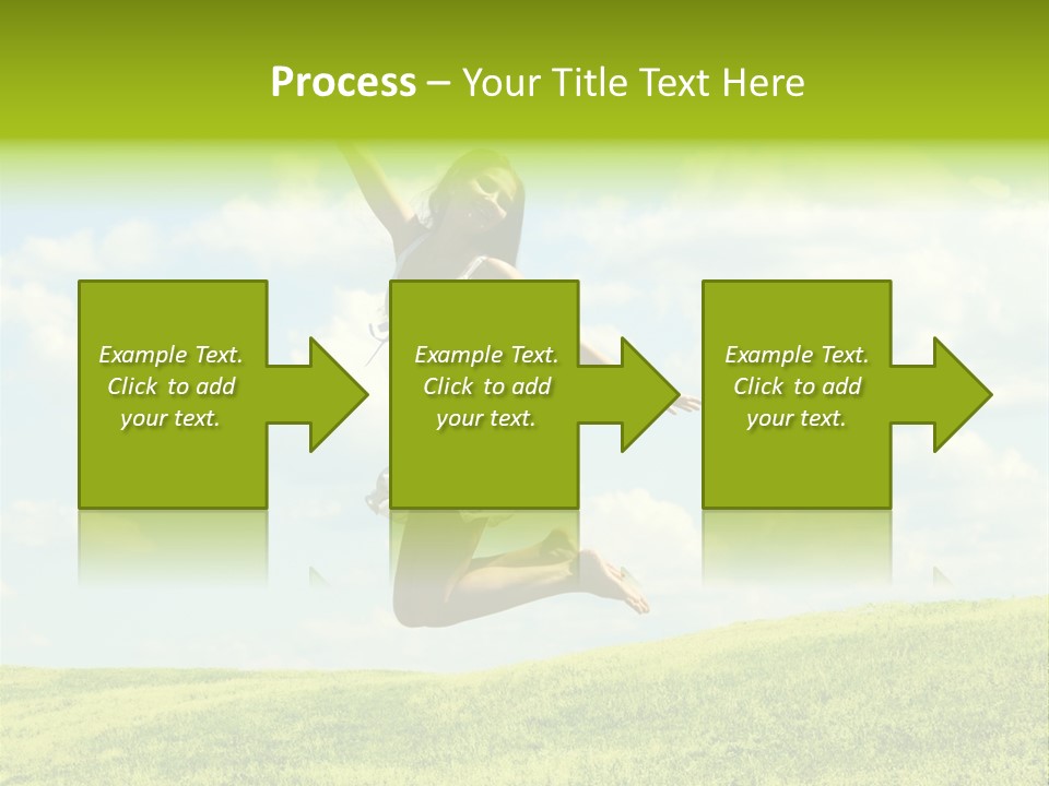 Jumping Happy Woman Against Nature Background PowerPoint Template
