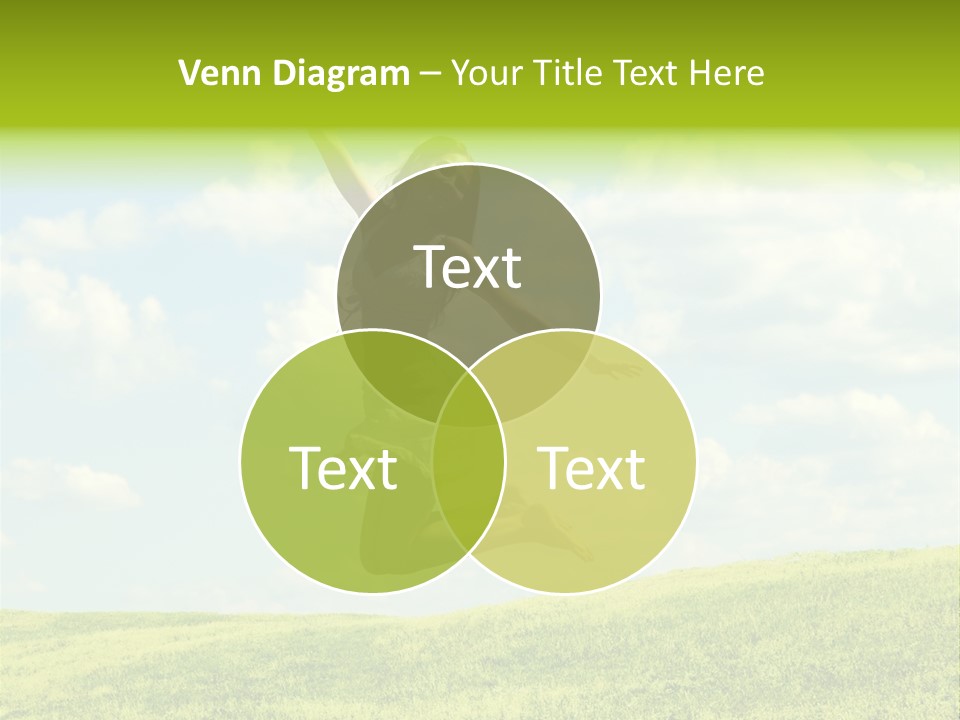 Jumping Happy Woman Against Nature Background PowerPoint Template