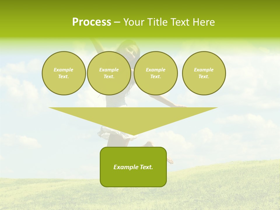 Jumping Happy Woman Against Nature Background PowerPoint Template