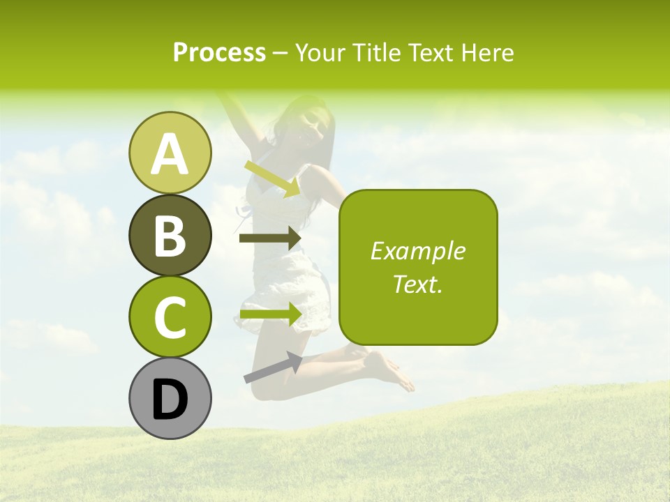 Jumping Happy Woman Against Nature Background PowerPoint Template