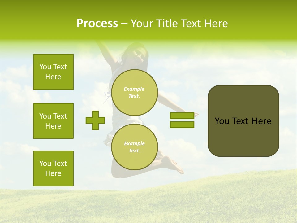 Jumping Happy Woman Against Nature Background PowerPoint Template