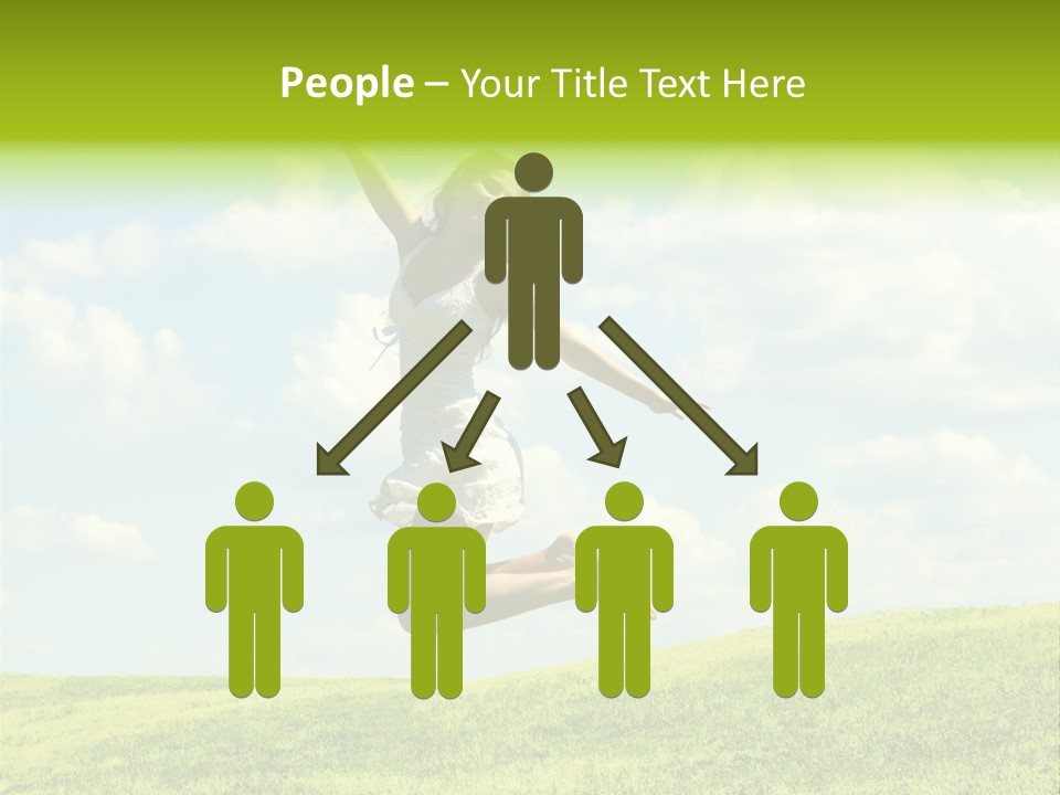Jumping Happy Woman Against Nature Background PowerPoint Template