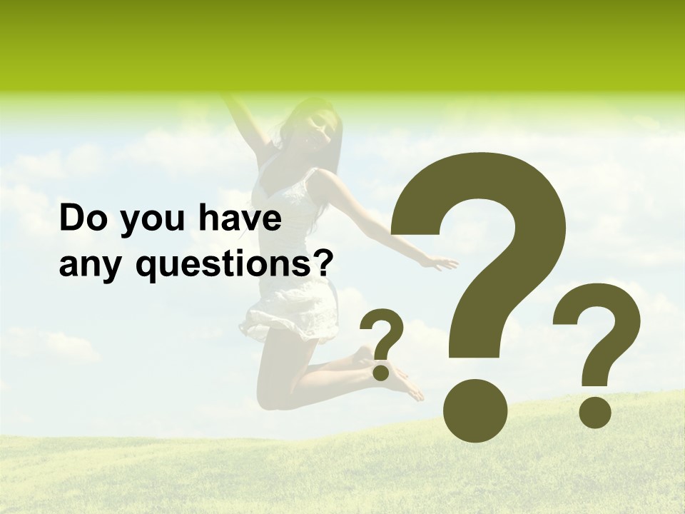 Jumping Happy Woman Against Nature Background PowerPoint Template