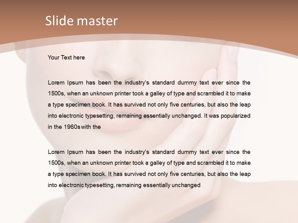 Portrait Of Young Elegance Woman Stroking Her Beautiful Face PowerPoint Template