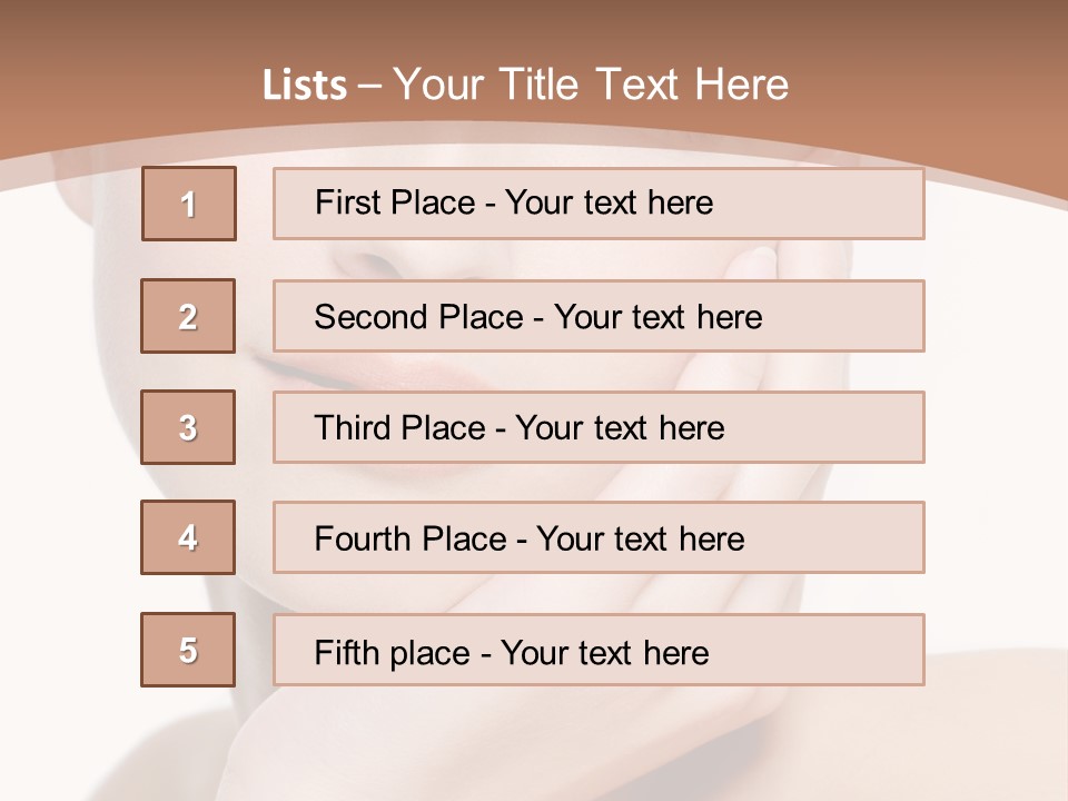 Portrait Of Young Elegance Woman Stroking Her Beautiful Face PowerPoint Template
