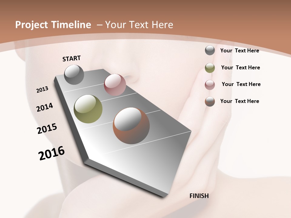 Portrait Of Young Elegance Woman Stroking Her Beautiful Face PowerPoint Template