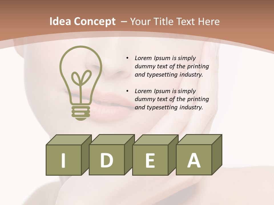 Portrait Of Young Elegance Woman Stroking Her Beautiful Face PowerPoint Template