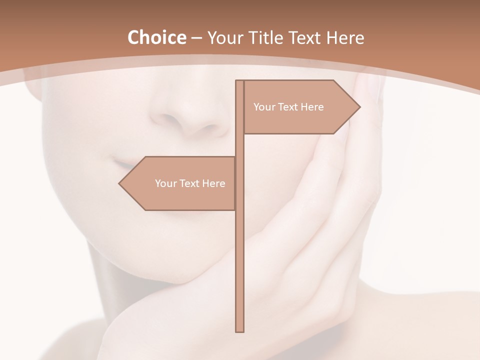 Portrait Of Young Elegance Woman Stroking Her Beautiful Face PowerPoint Template