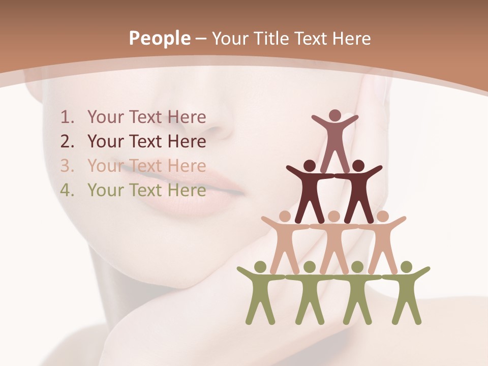 Portrait Of Young Elegance Woman Stroking Her Beautiful Face PowerPoint Template