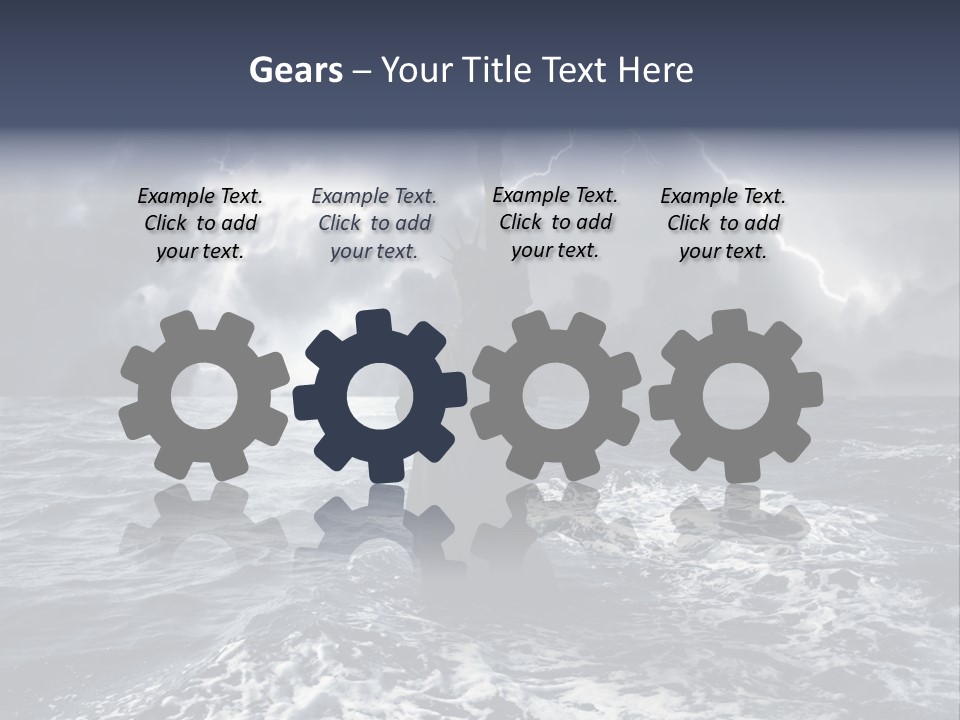 A Statue Of Liberty In The Middle Of The Ocean PowerPoint Template