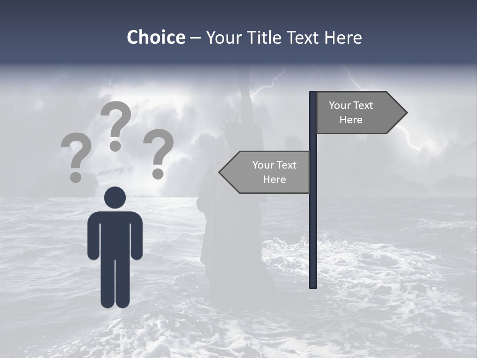 A Statue Of Liberty In The Middle Of The Ocean PowerPoint Template