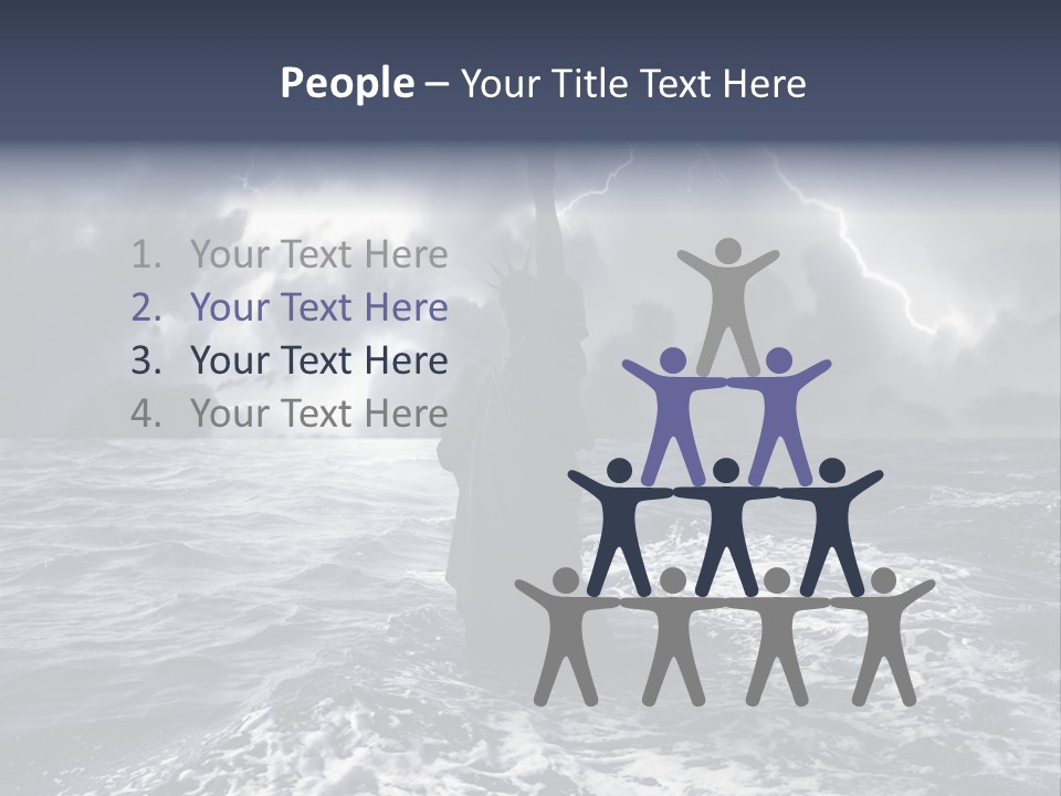 A Statue Of Liberty In The Middle Of The Ocean PowerPoint Template