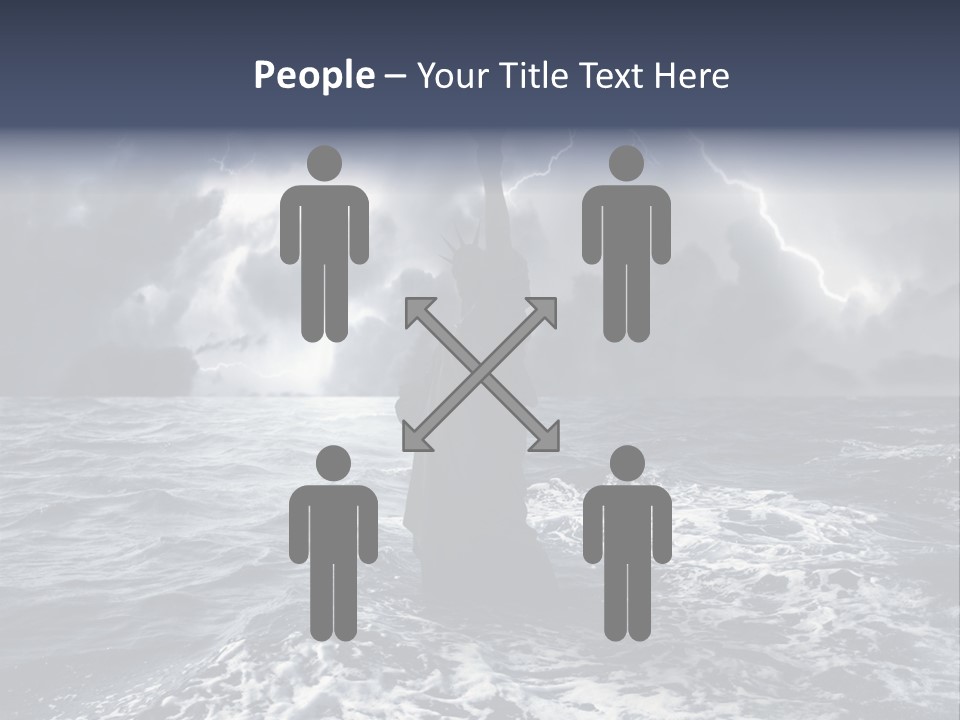 A Statue Of Liberty In The Middle Of The Ocean PowerPoint Template